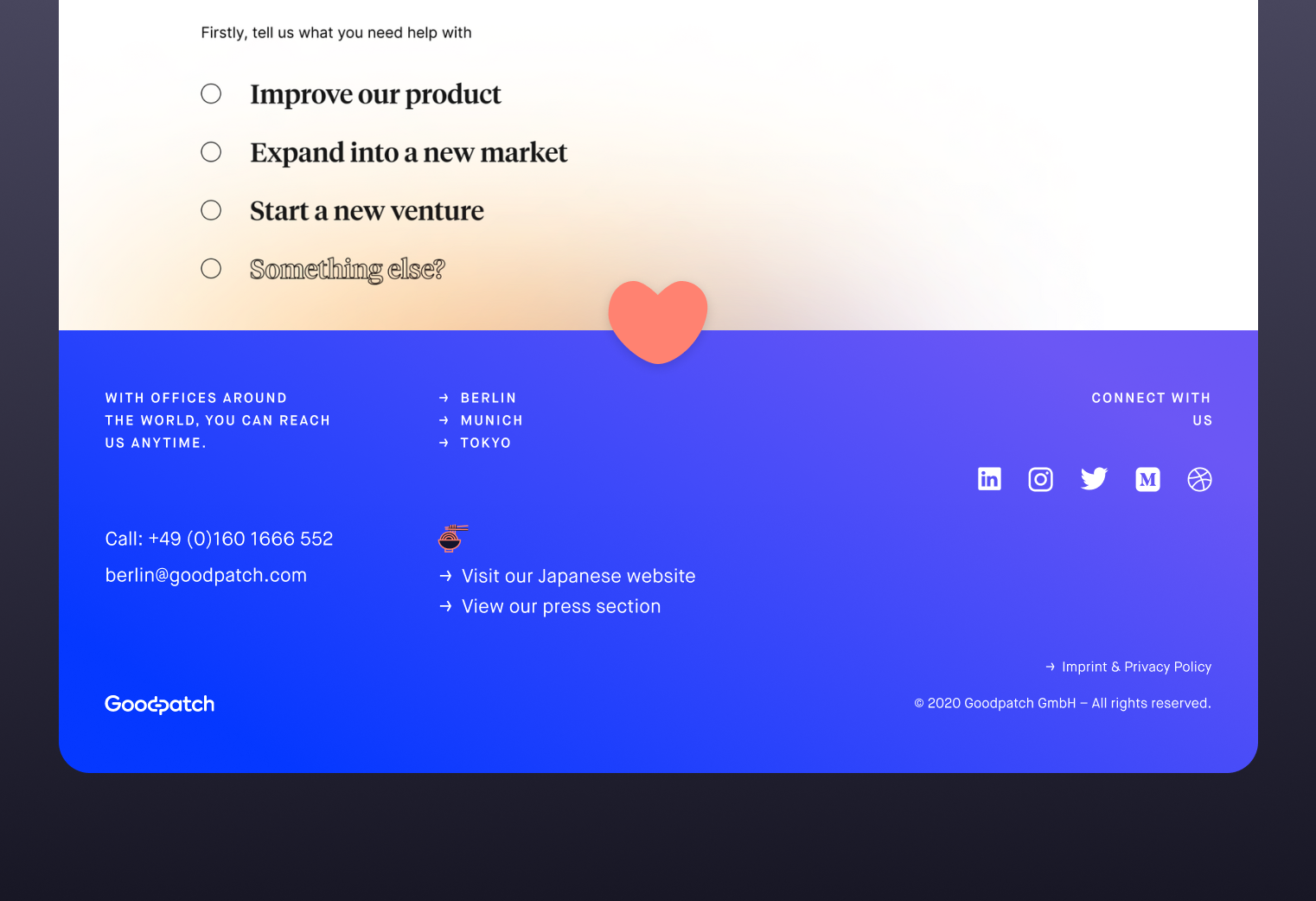 Goodpatch website design - footer